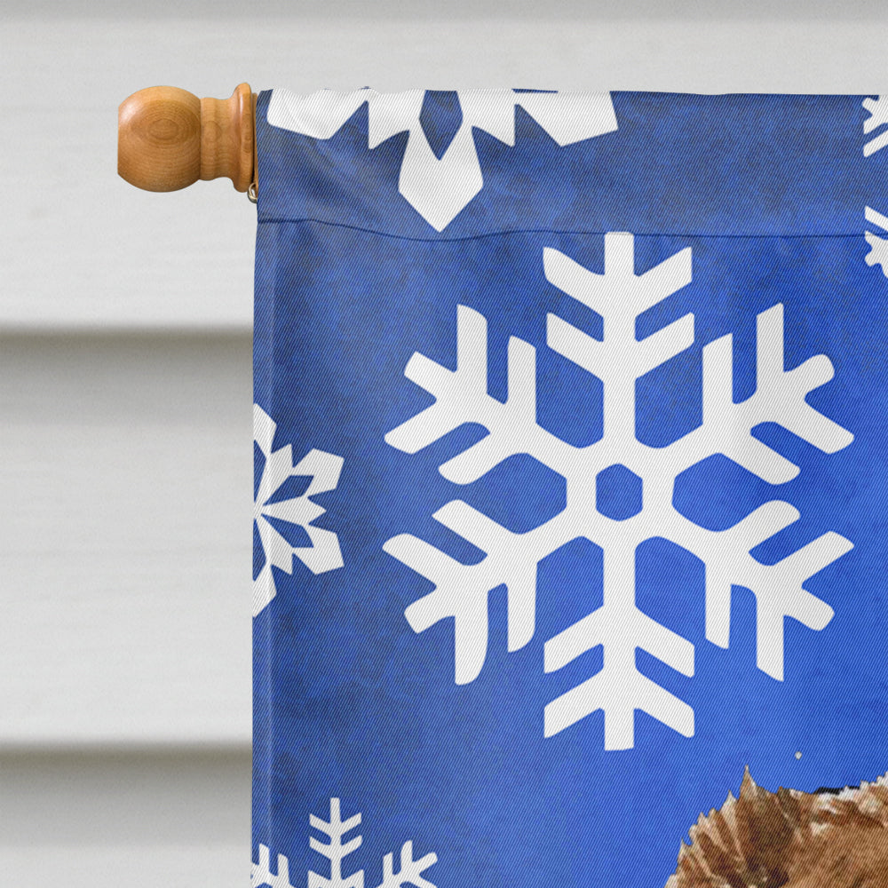 Australian Shepherd Winter Snowflakes Holiday Flag Canvas House Size