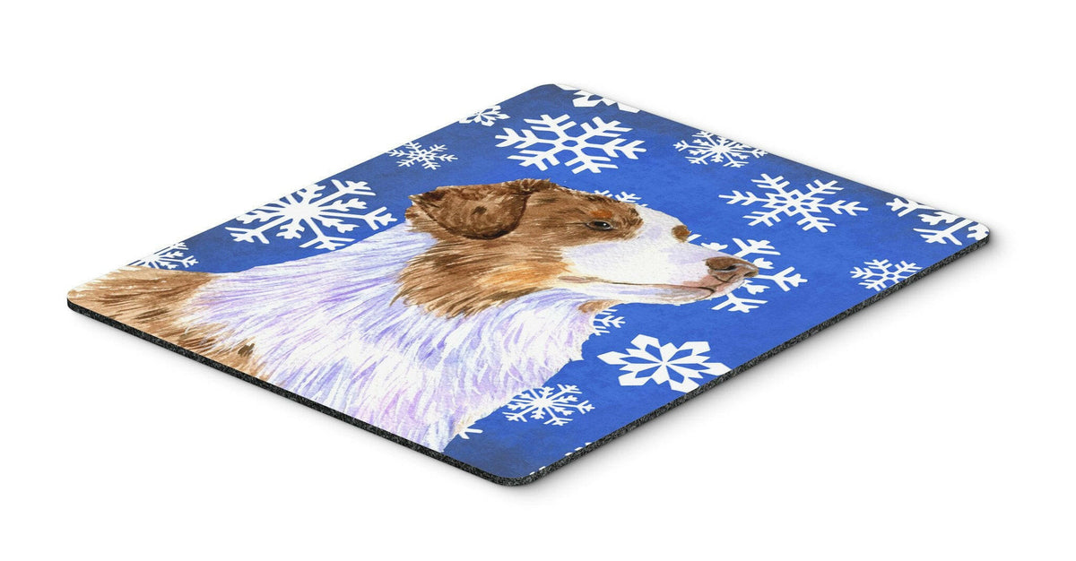 Australian Shepherd Winter Snowflakes Holiday Mouse Pad, Hot Pad or Trivet by Caroline&#39;s Treasures