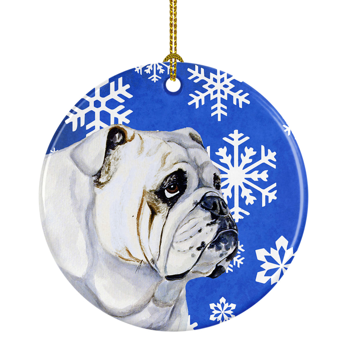 Bulldog English Winter Snowflake Holiday Ceramic Ornament LH9274 - the-store.com