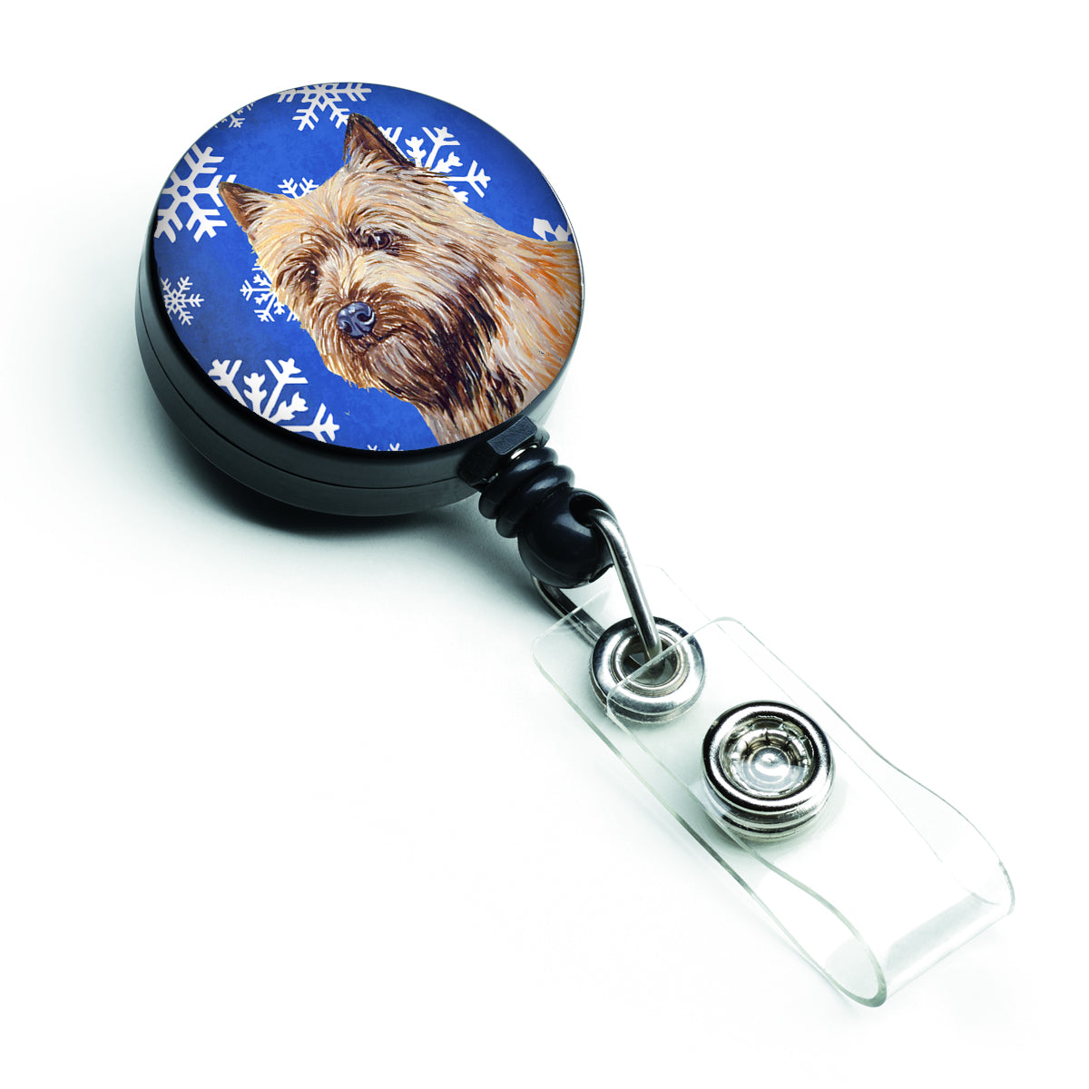 Cairn Terrier Winter Snowflakes Holiday Retractable Badge Reel LH9275BR