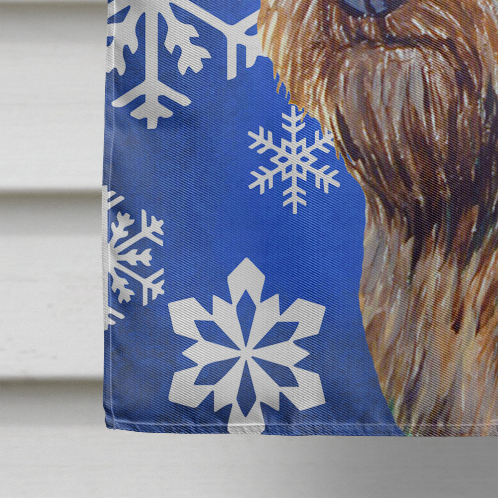 Cairn Terrier Winter Snowflakes Holiday Flag Canvas House Size  the-store.com.