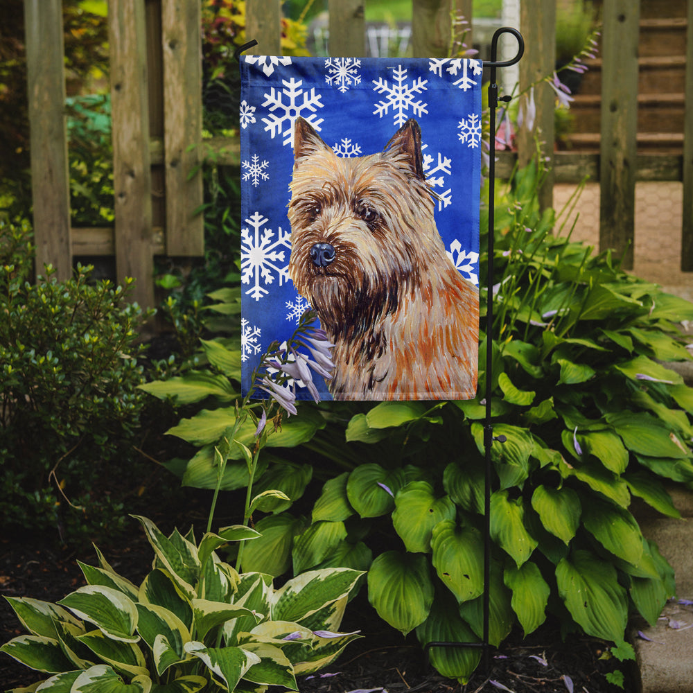 Cairn Terrier Winter Snowflakes Holiday Flag Garden Size.