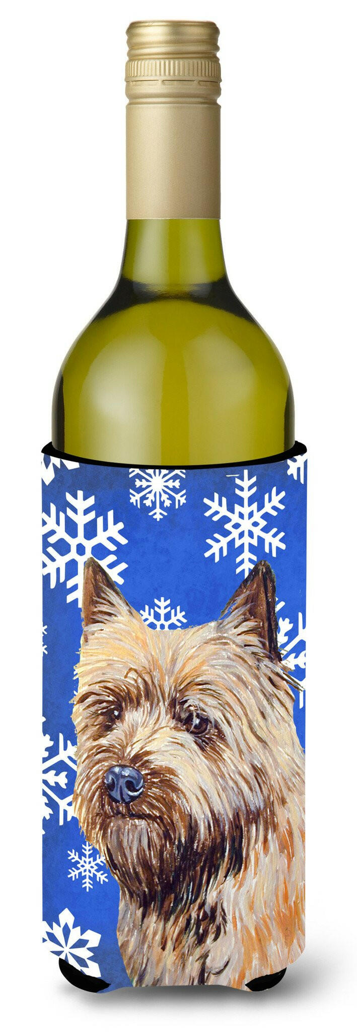 Cairn Terrier Winter Snowflakes Holiday Wine Bottle Beverage Insulator Beverage Insulator Hugger by Caroline's Treasures