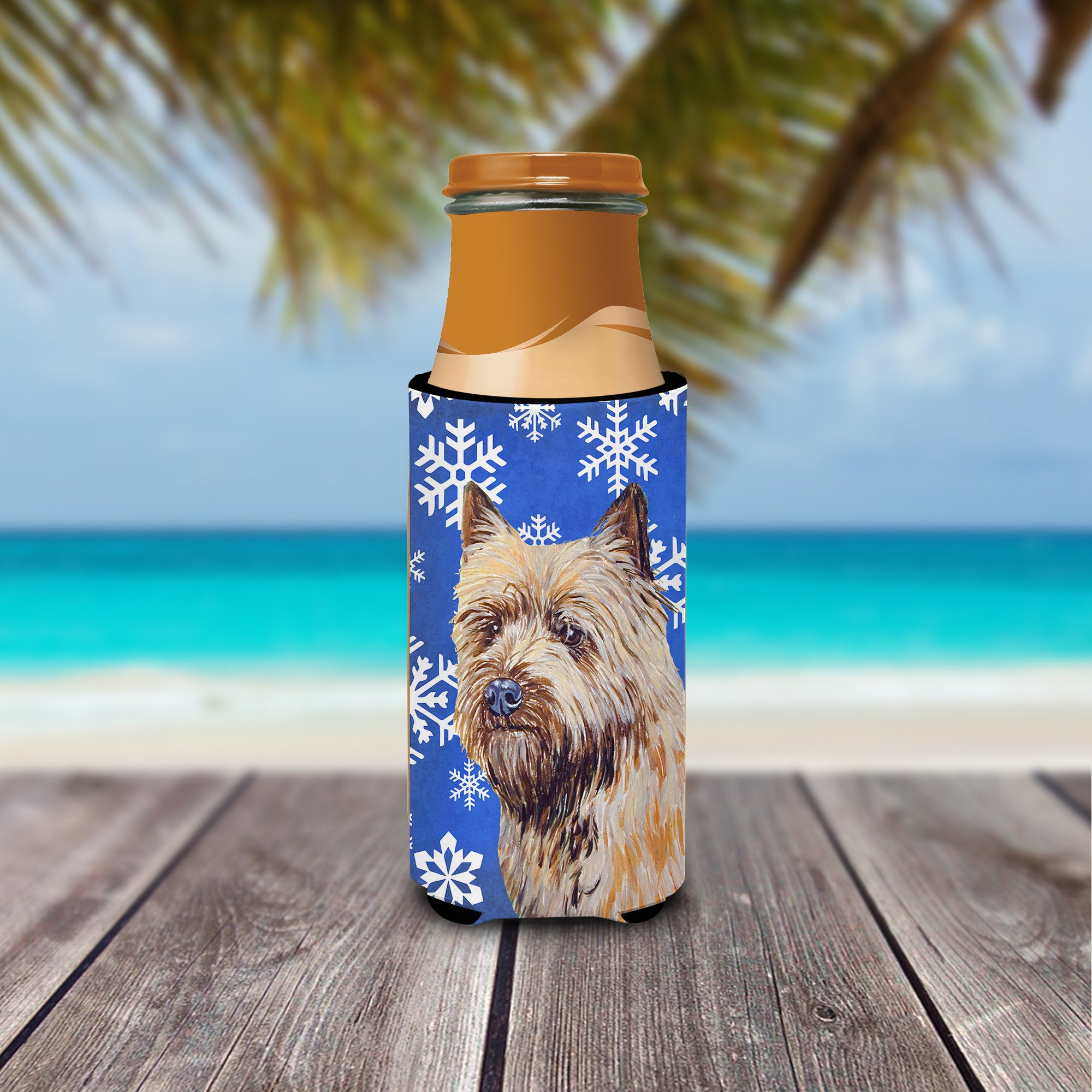 Cairn Terrier Winter Snowflakes Holiday Ultra Beverage Insulators for slim cans LH9275MUK.