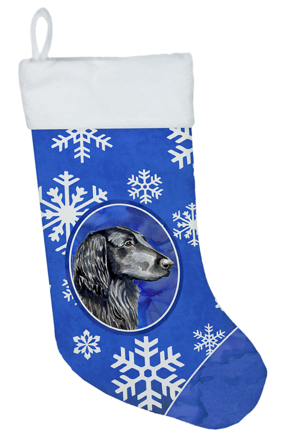 Flat Coated Retriever Winter Snowflakes Snowflakes Holiday  Christmas Stocking  the-store.com.