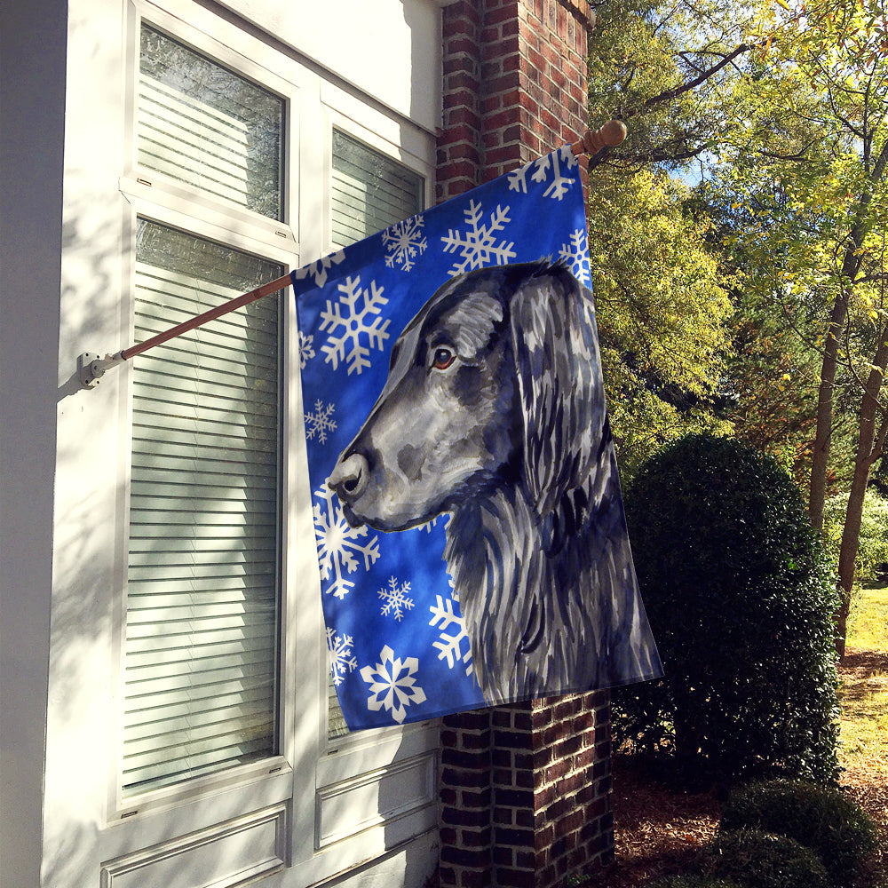 Flat Coated Retriever Winter Snowflakes Holiday Flag Canvas House Size