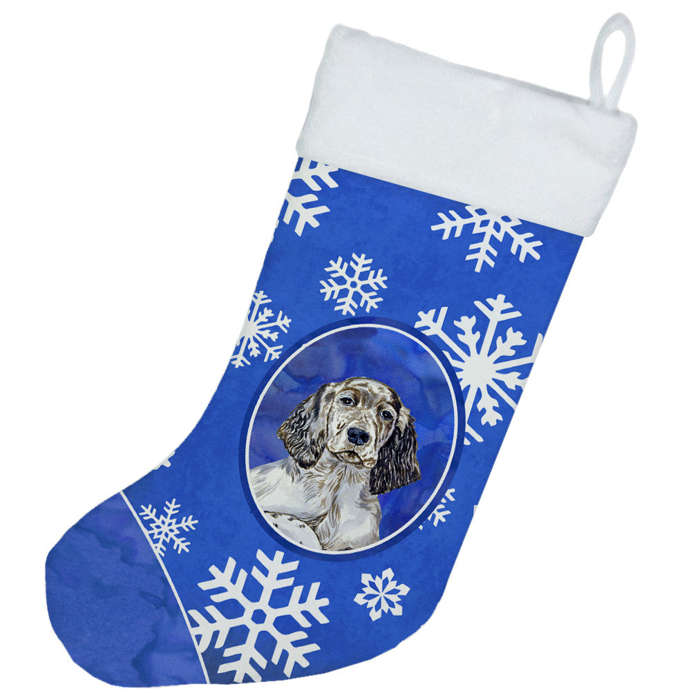 English Setter Winter Snowflakes Snowflakes Holiday Christmas Stocking  the-store.com.