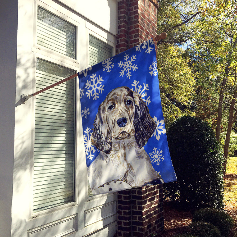 English Setter Winter Snowflakes Holiday Flag Canvas House Size