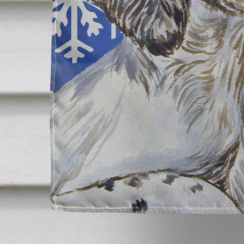English Setter Winter Snowflakes Holiday Flag Canvas House Size  the-store.com.