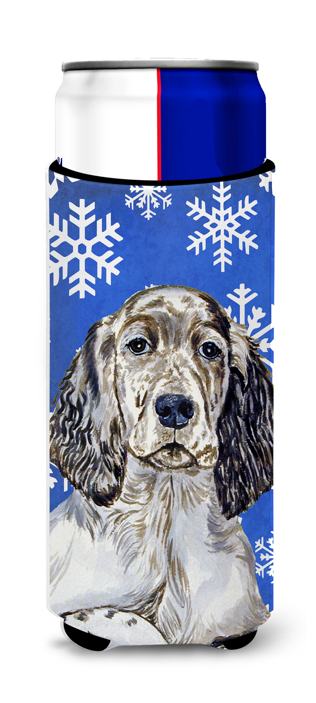 English Setter Winter Snowflakes Holiday Ultra Beverage Insulators for slim cans LH9277MUK.