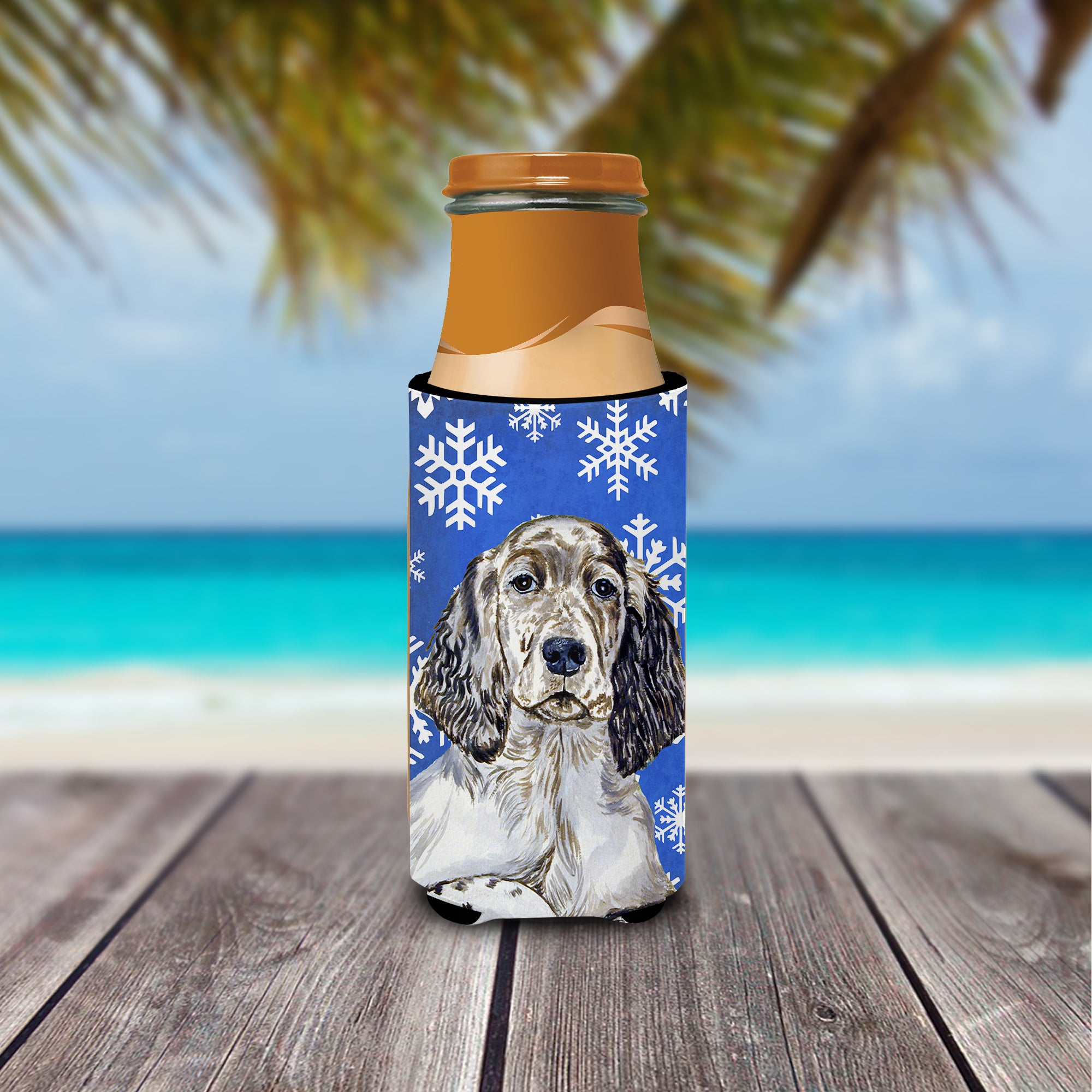 English Setter Winter Snowflakes Holiday Ultra Beverage Insulators for slim cans LH9277MUK.