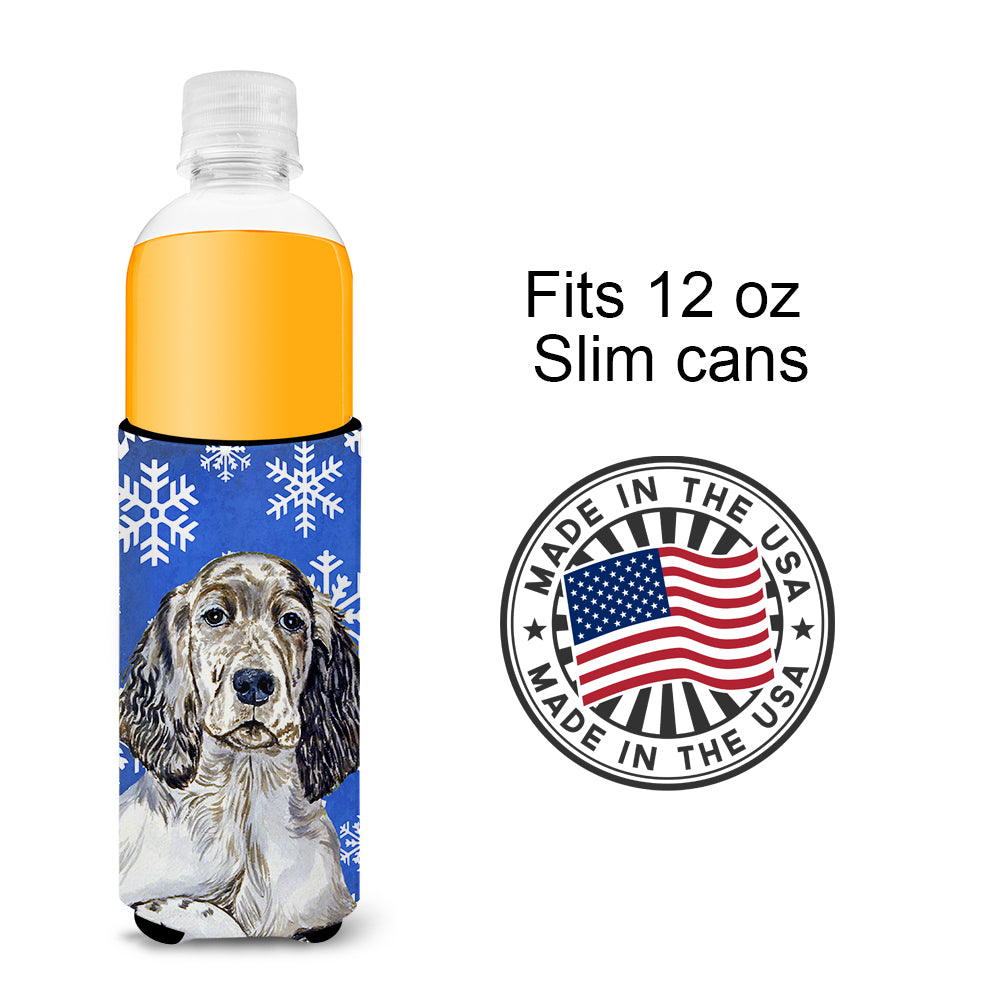 English Setter Winter Snowflakes Holiday Ultra Beverage Insulators for slim cans LH9277MUK