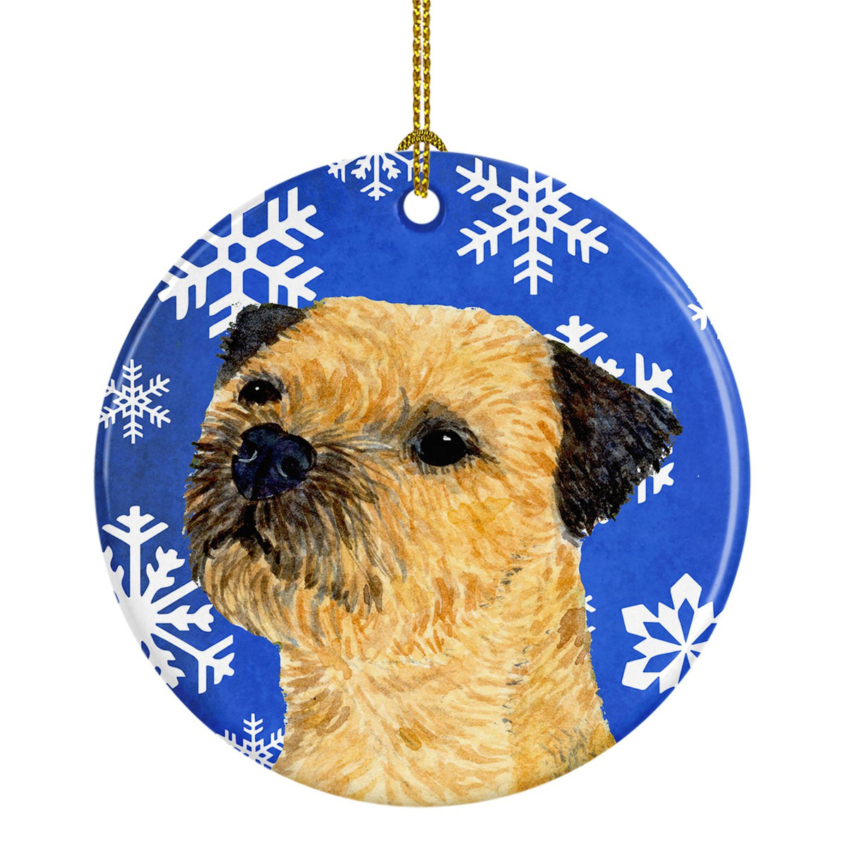 Border Terrier Winter Snowflake Holiday Ceramic Ornament LH9278 by Caroline&#39;s Treasures