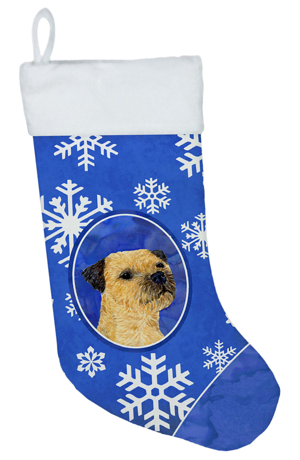 Border Terrier Winter Snowflakes Snowflakes Holiday Christmas Stocking