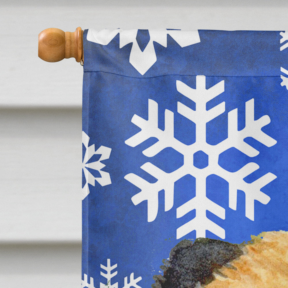 Border Terrier Winter Snowflakes Holiday Flag Canvas House Size  the-store.com.