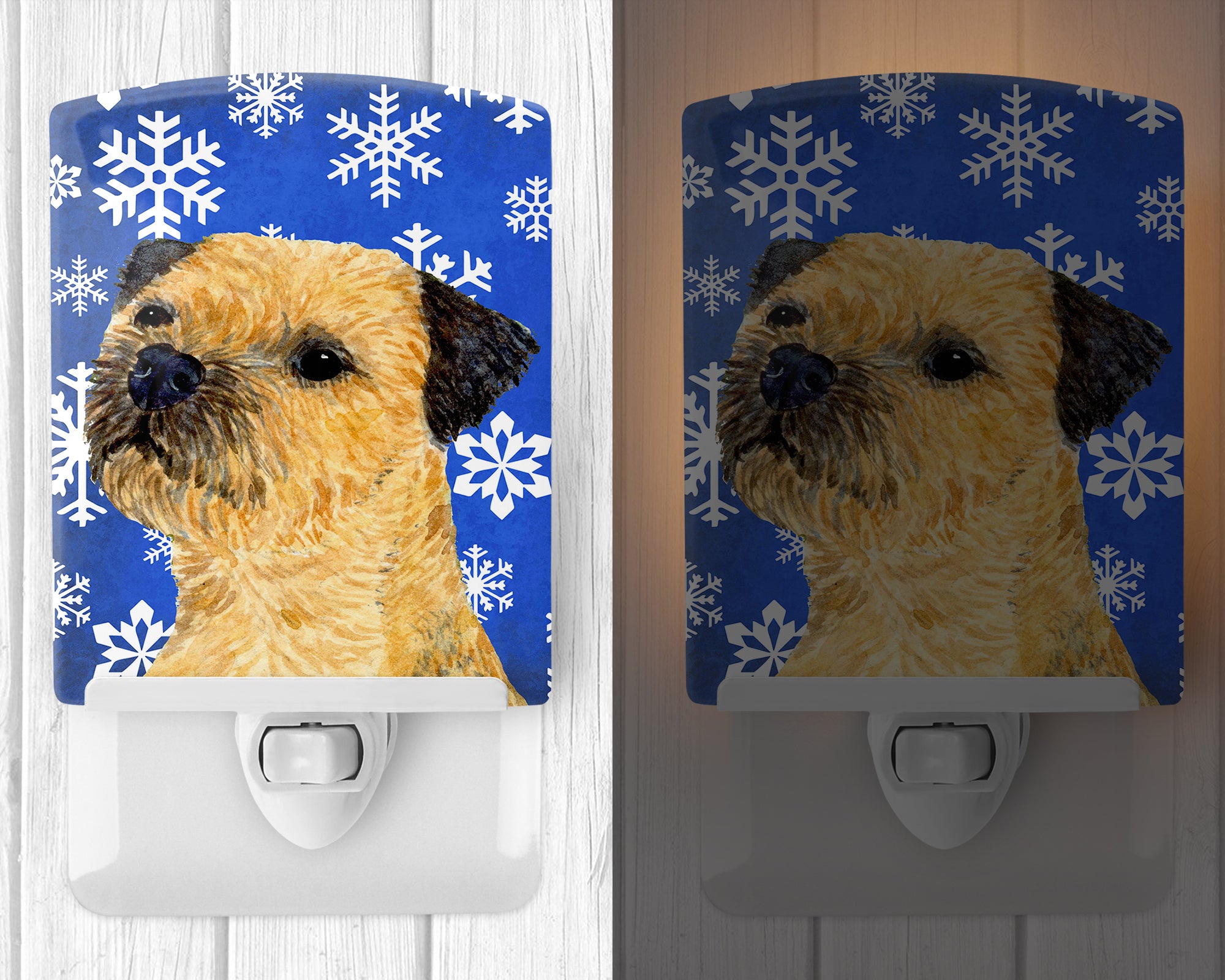 Border Terrier Winter Snowflakes Holiday Ceramic Night Light LH9278CNL - the-store.com
