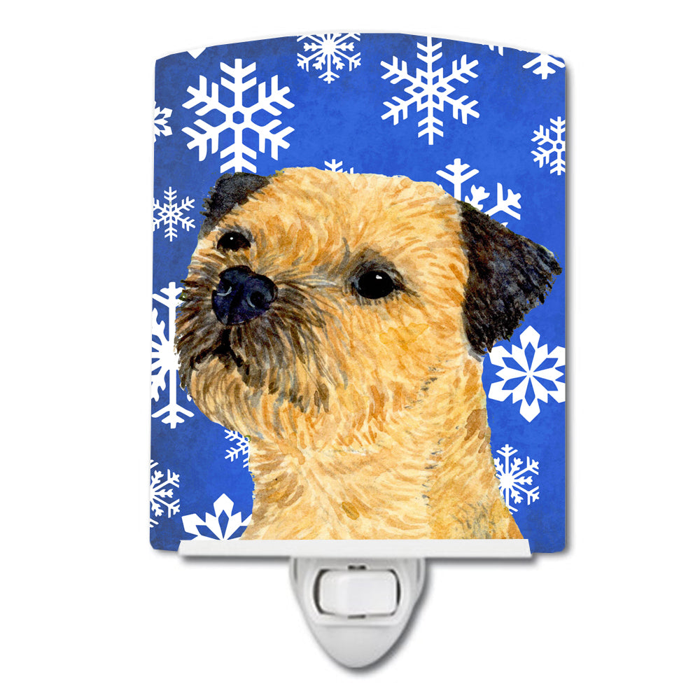 Border Terrier Winter Snowflakes Holiday Ceramic Night Light LH9278CNL - the-store.com