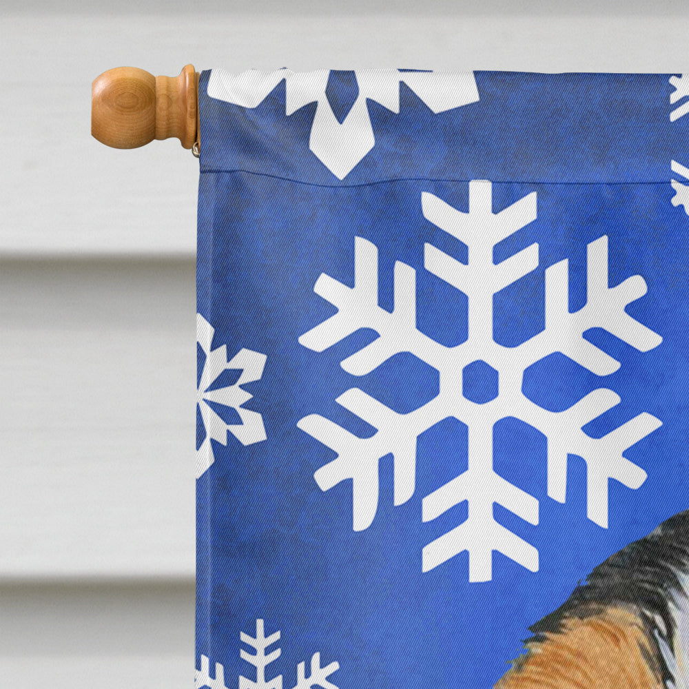 Cavalier Spaniel Winter Snowflakes Holiday Flag Canvas House Size  the-store.com.