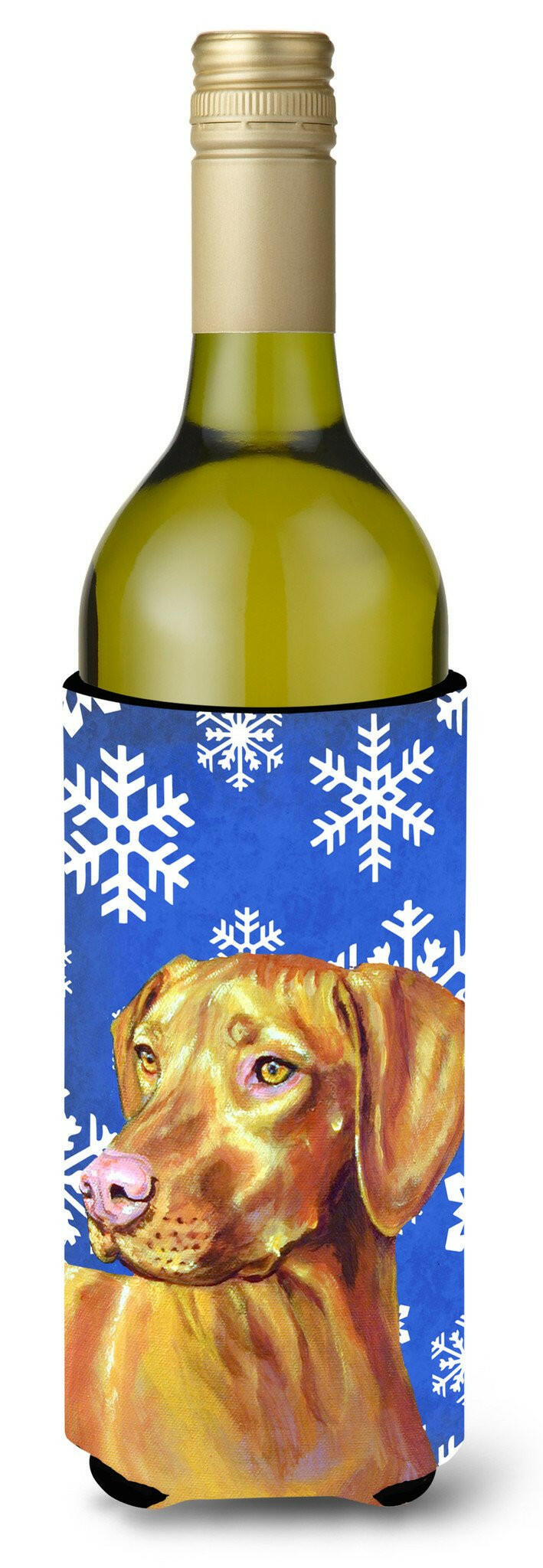 Vizsla Winter Snowflakes Holiday Wine Bottle Beverage Insulator Beverage Insulator Hugger by Caroline&#39;s Treasures