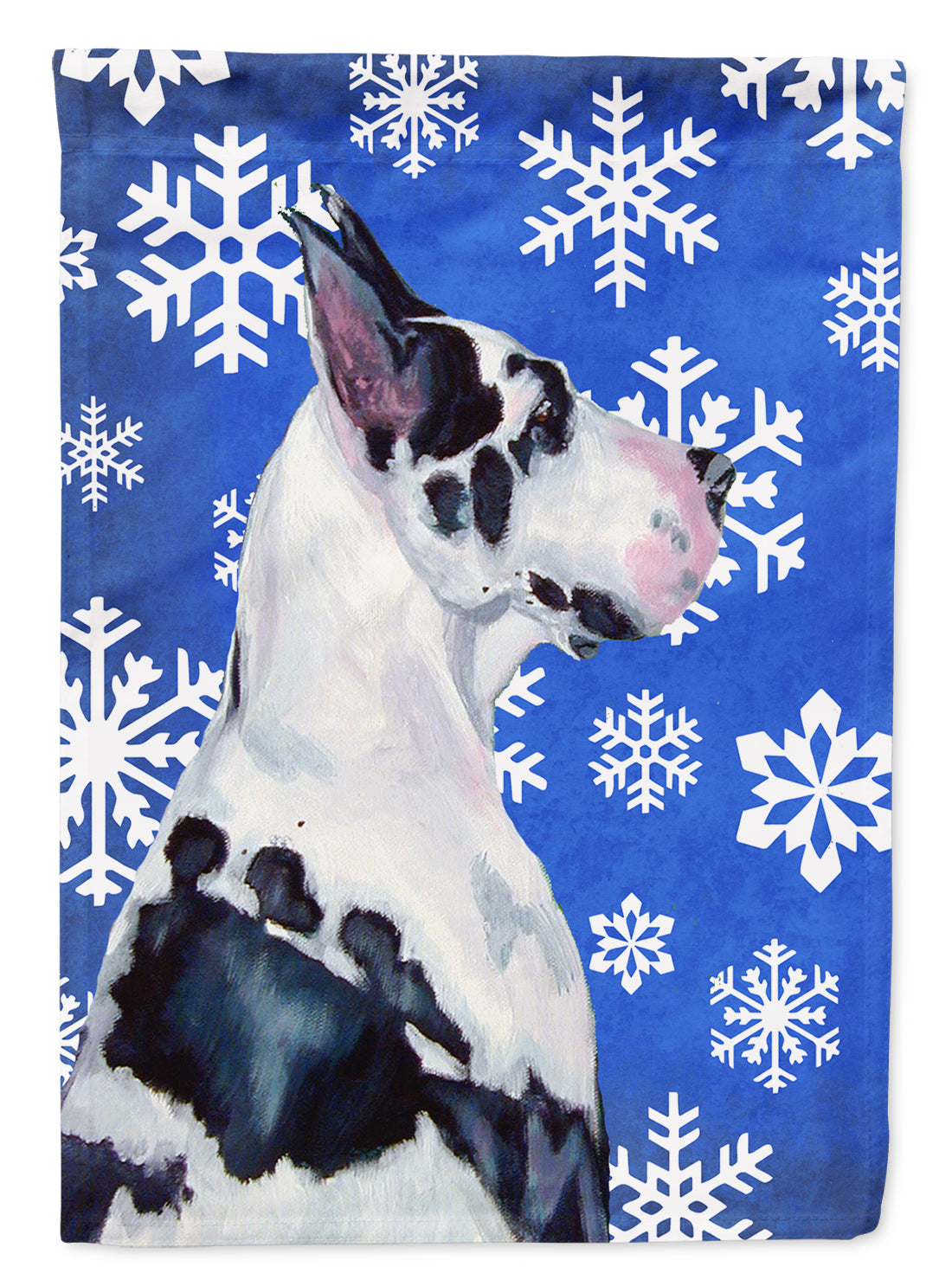 Great Dane Winter Snowflakes Holiday Flag Garden Size