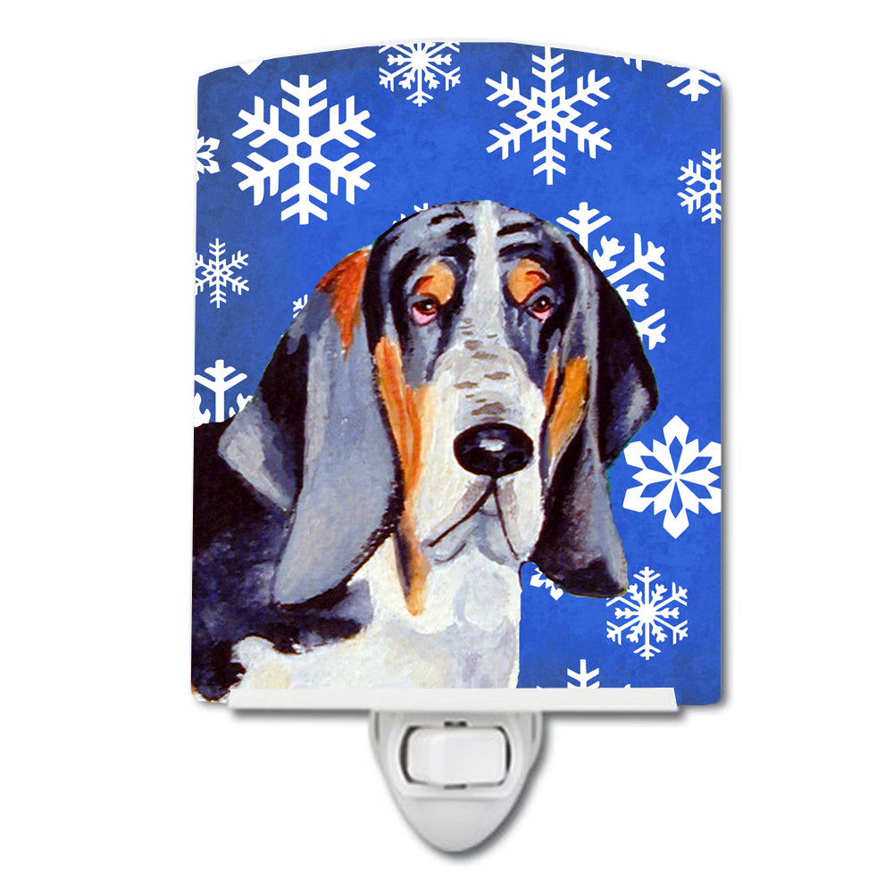 Basset Hound Winter Snowflakes Holiday Ceramic Night Light LH9282CNL - the-store.com