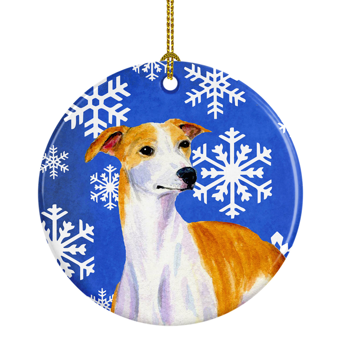 Whippet Winter Snowflake Holiday Ceramic Ornament LH9283 - the-store.com
