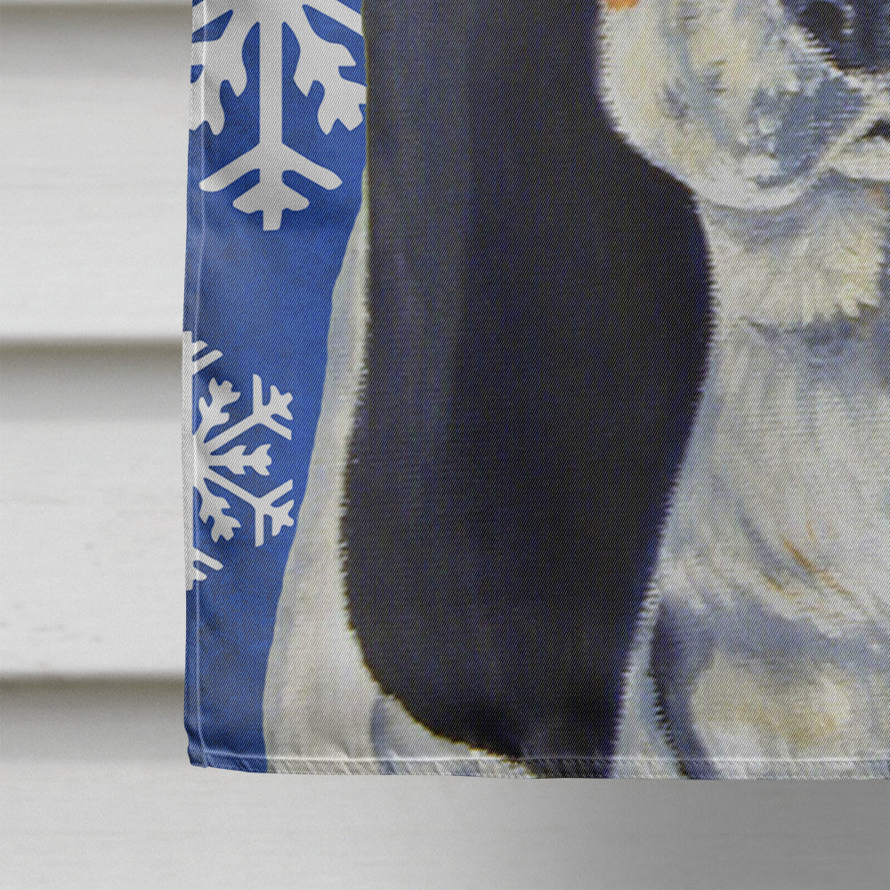 Basset Hound Winter Snowflakes Holiday Flag Canvas House Size