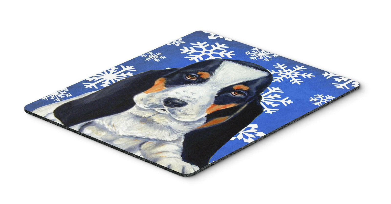 Basset Hound Winter Snowflakes Holiday Mouse Pad, Hot Pad or Trivet by Caroline's Treasures