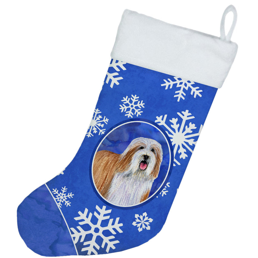 Bearded Collie Winter Snowflakes Snowflakes Holiday Christmas Stocking  the-store.com.