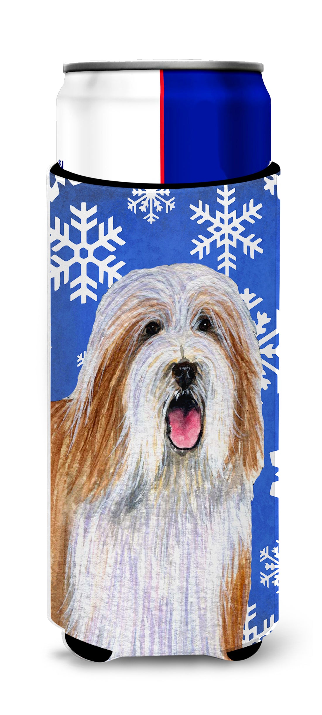 Bearded Collie Winter Snowflakes Holiday Ultra Beverage Insulators for slim cans LH9285MUK