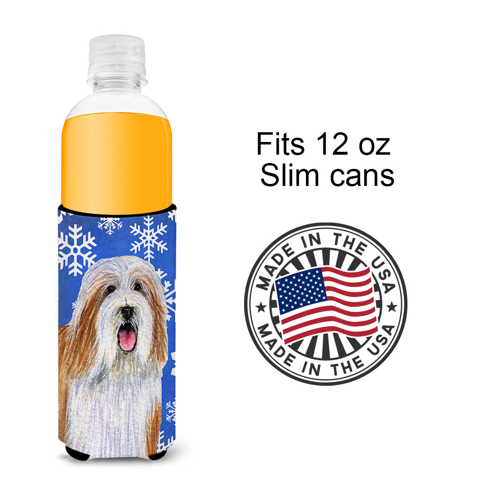 Bearded Collie Winter Snowflakes Holiday Ultra Beverage Insulators for slim cans LH9285MUK