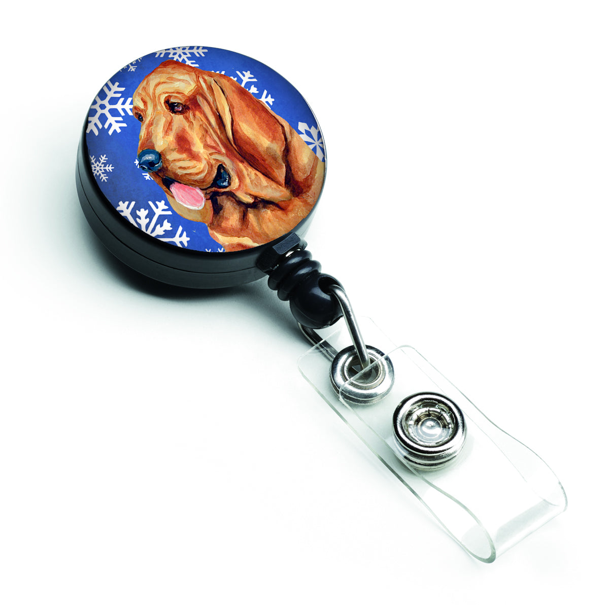 Bloodhound Winter Snowflakes Holiday Retractable Badge Reel LH9286BR  the-store.com.
