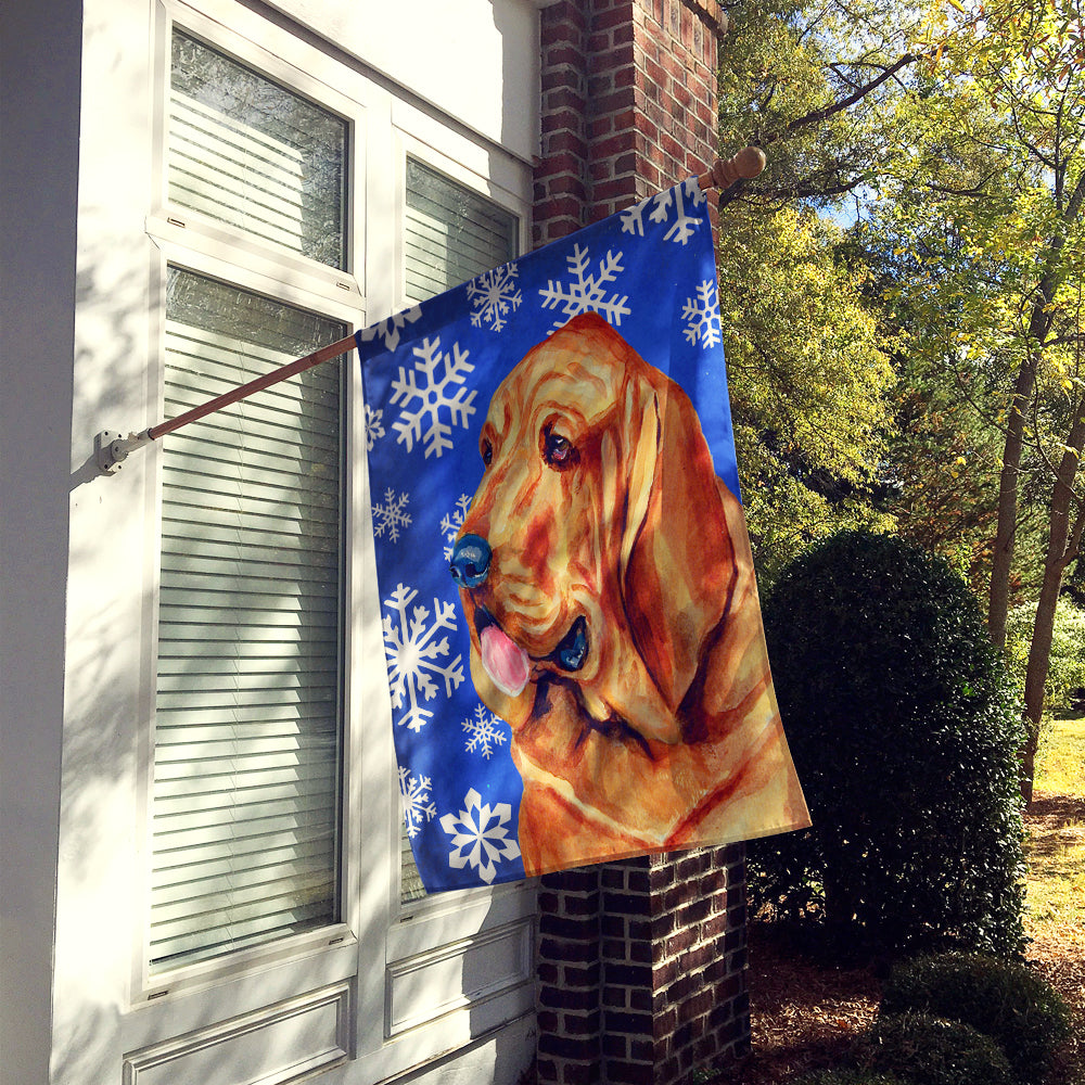 Bloodhound Winter Snowflakes Holiday Flag Canvas House Size