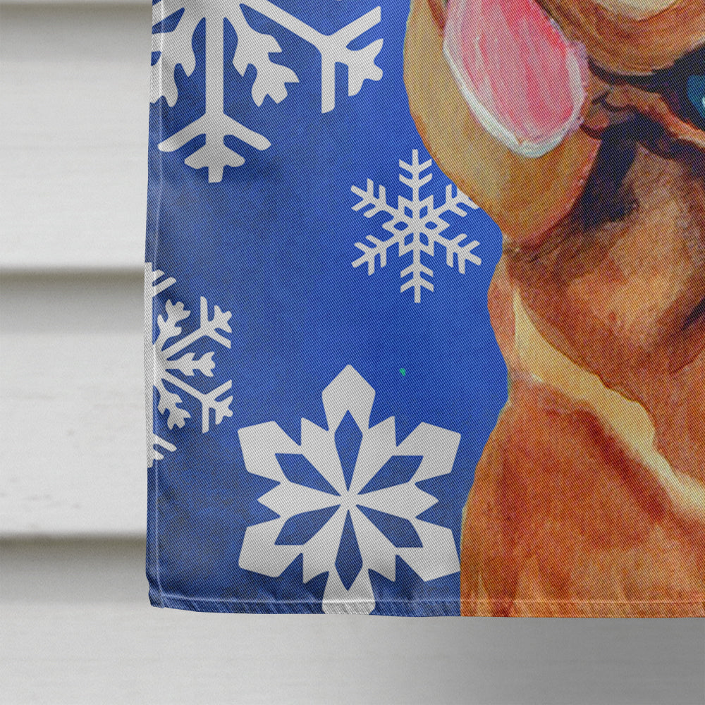 Bloodhound Winter Snowflakes Holiday Flag Canvas House Size  the-store.com.