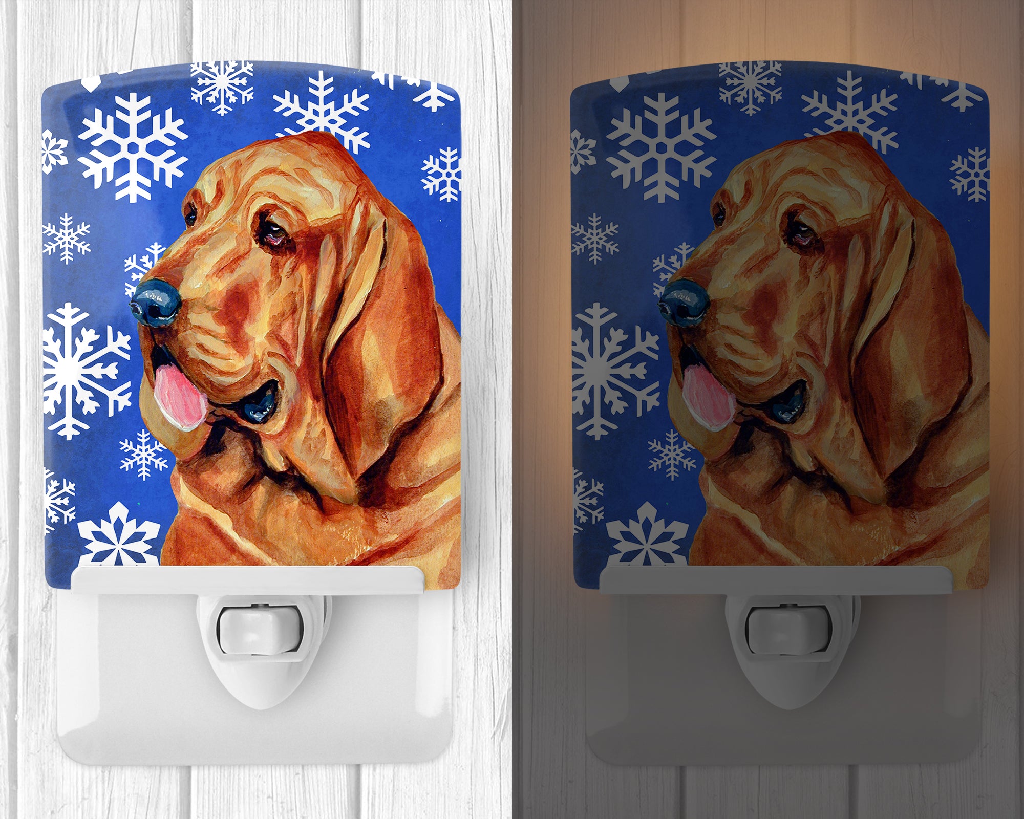 Bloodhound Winter Snowflakes Holiday Ceramic Night Light LH9286CNL - the-store.com