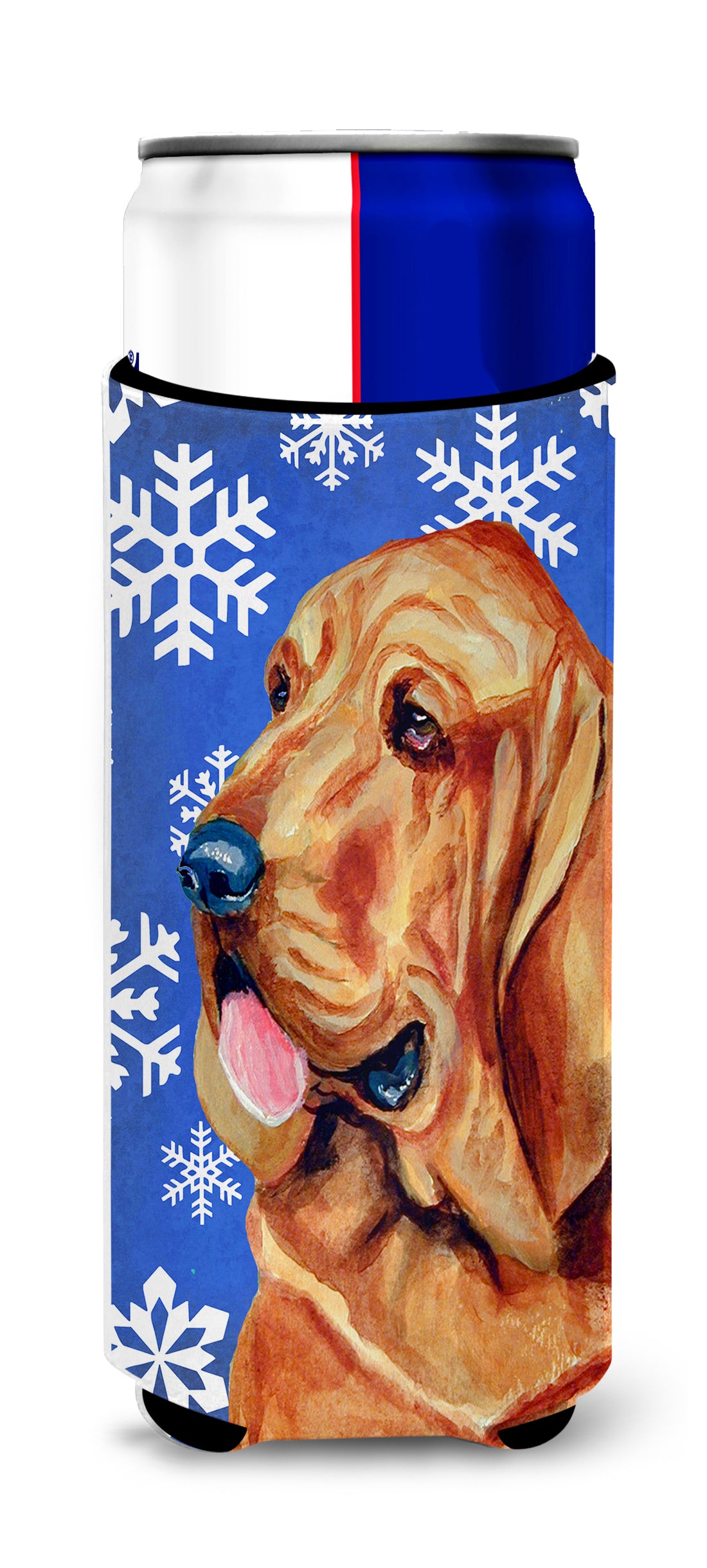 Bloodhound Winter Snowflakes Holiday Ultra Beverage Insulators for slim cans LH9286MUK.