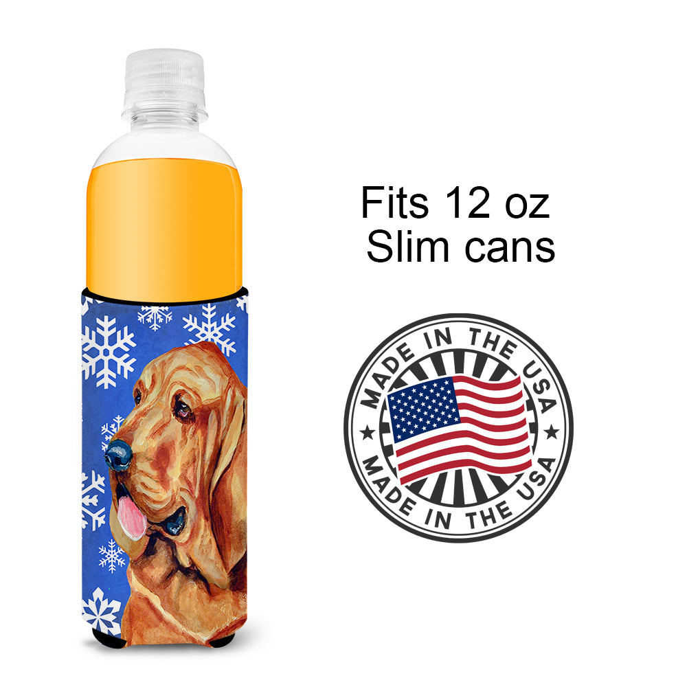 Bloodhound Winter Snowflakes Holiday Ultra Beverage Insulators for slim cans LH9286MUK