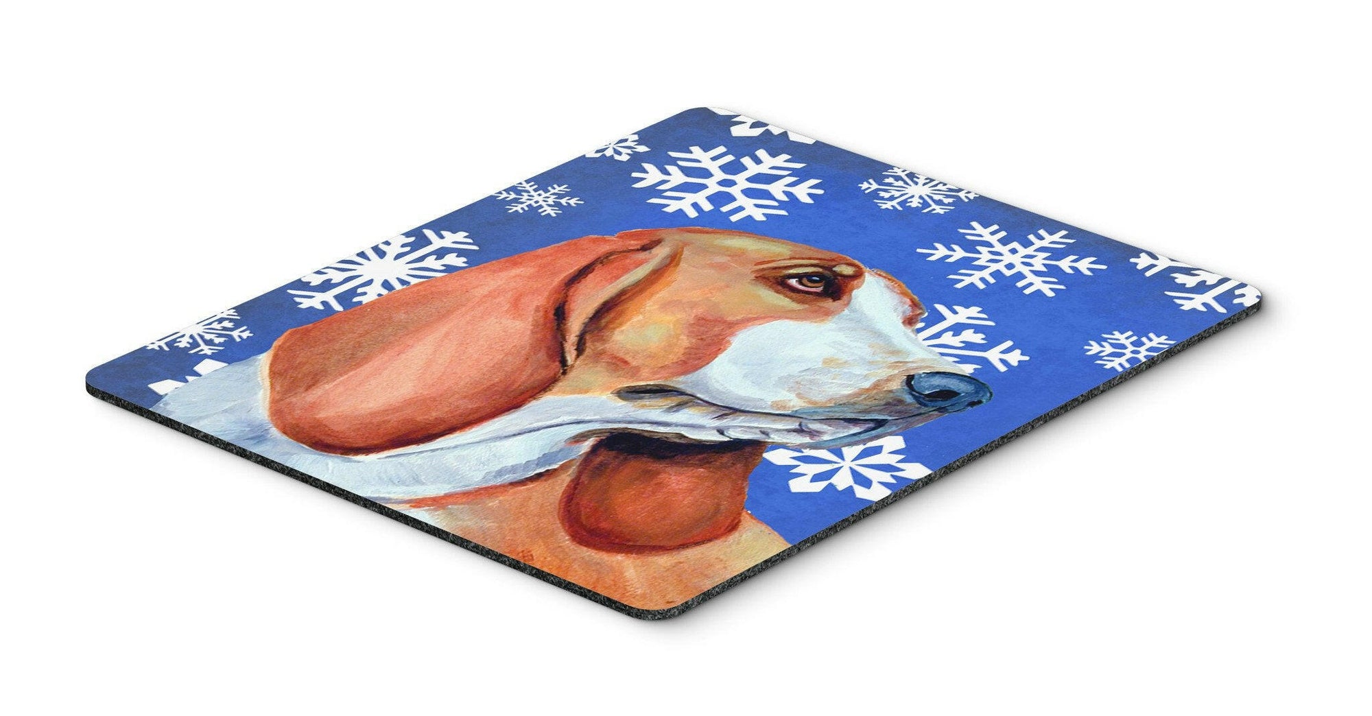Basset Hound Winter Snowflakes Holiday Mouse Pad, Hot Pad or Trivet by Caroline's Treasures