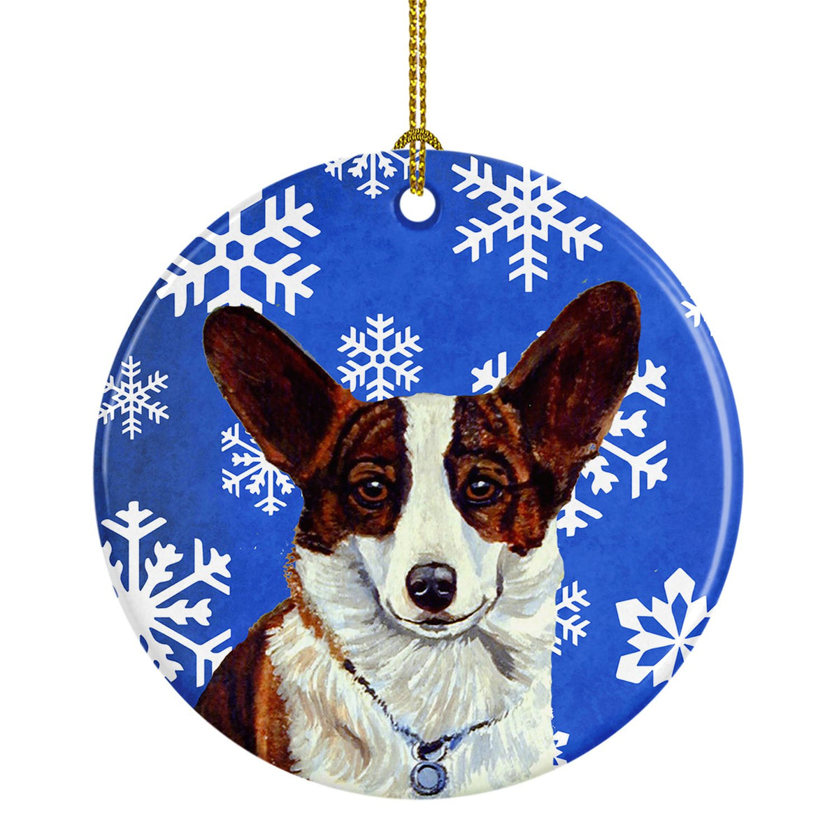 Corgi Winter Snowflake Holiday Ceramic Ornament LH9288 by Caroline&#39;s Treasures
