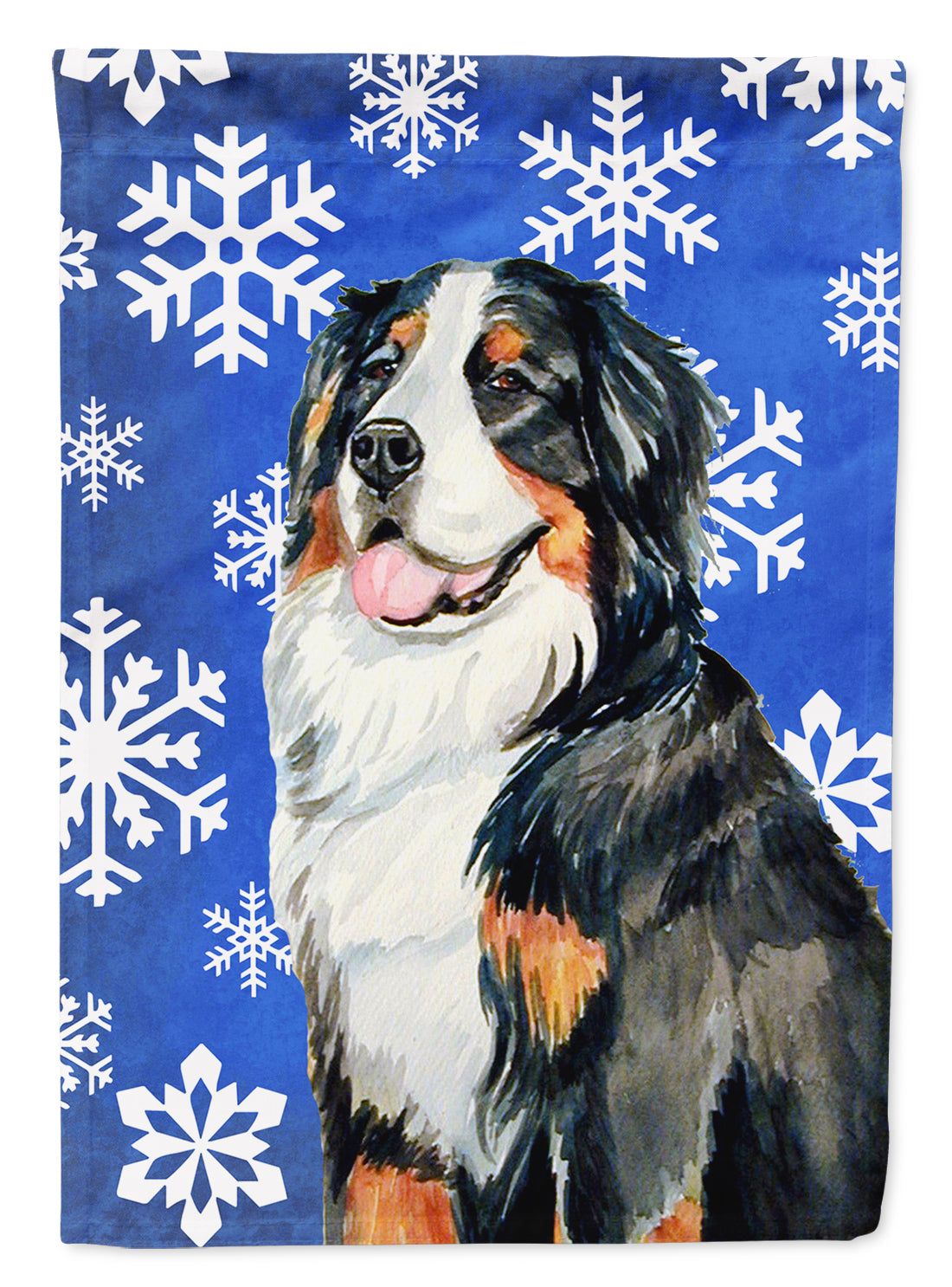 Bernese Mountain Dog Winter Snowflakes Holiday Flag Canvas House Size
