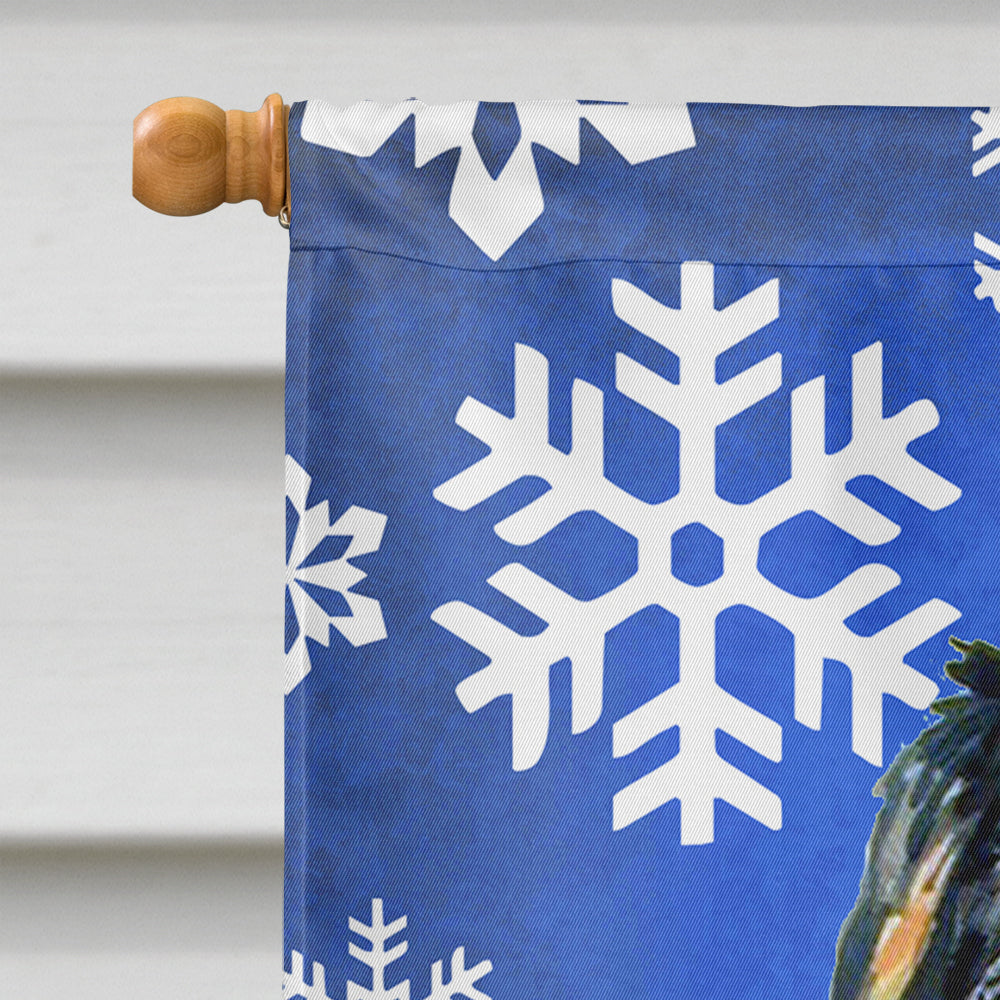 Bernese Mountain Dog Winter Snowflakes Holiday Flag Canvas House Size  the-store.com.