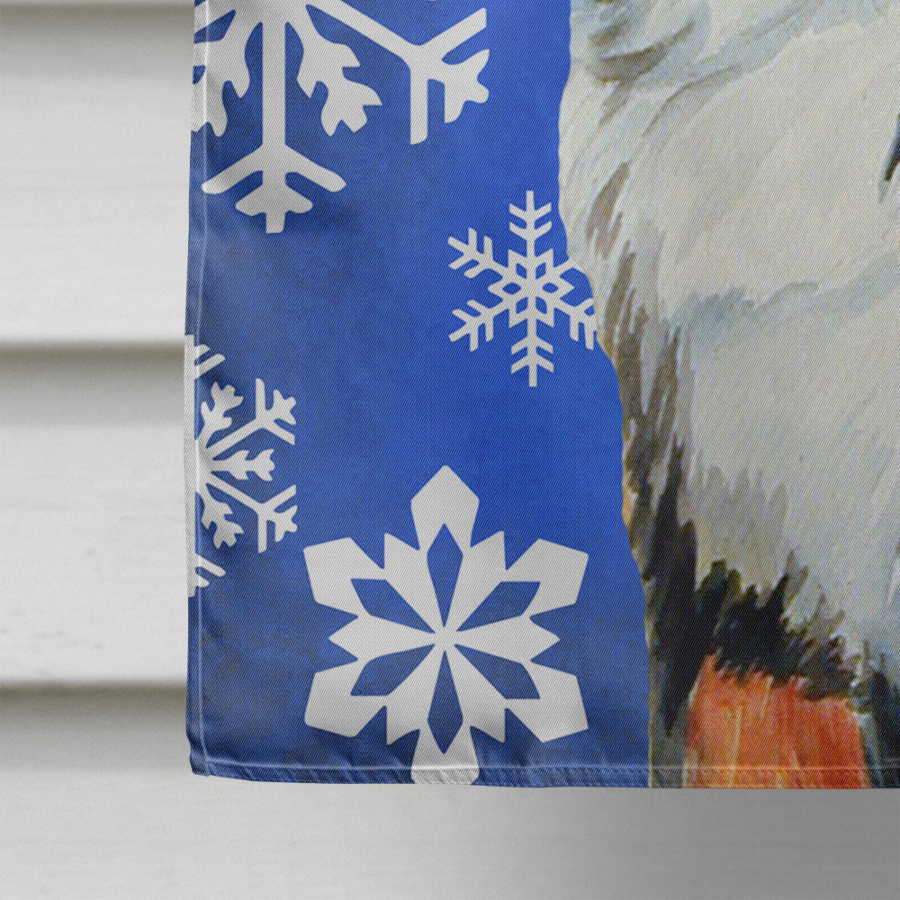 Bernese Mountain Dog Winter Snowflakes Holiday Flag Canvas House Size  the-store.com.