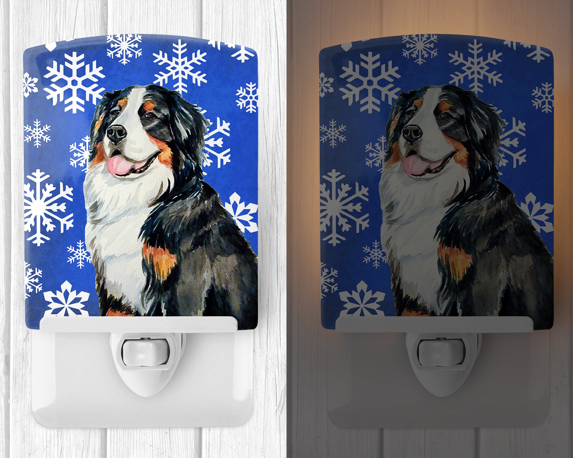 Bernese Mountain Dog Winter Snowflakes Holiday Ceramic Night Light LH9289CNL - the-store.com