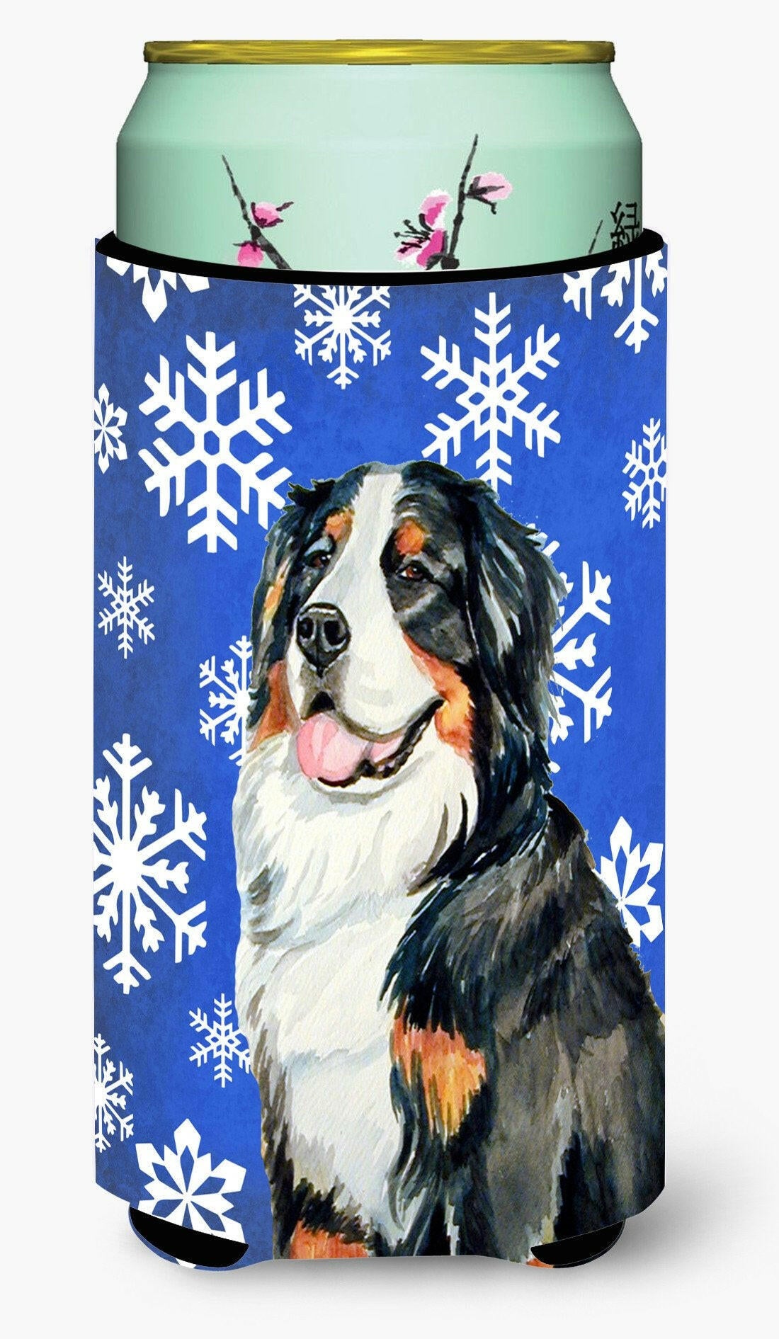 Bernese Mountain Dog Winter Snowflakes Holiday  Tall Boy Beverage Insulator Beverage Insulator Hugger by Caroline&#39;s Treasures