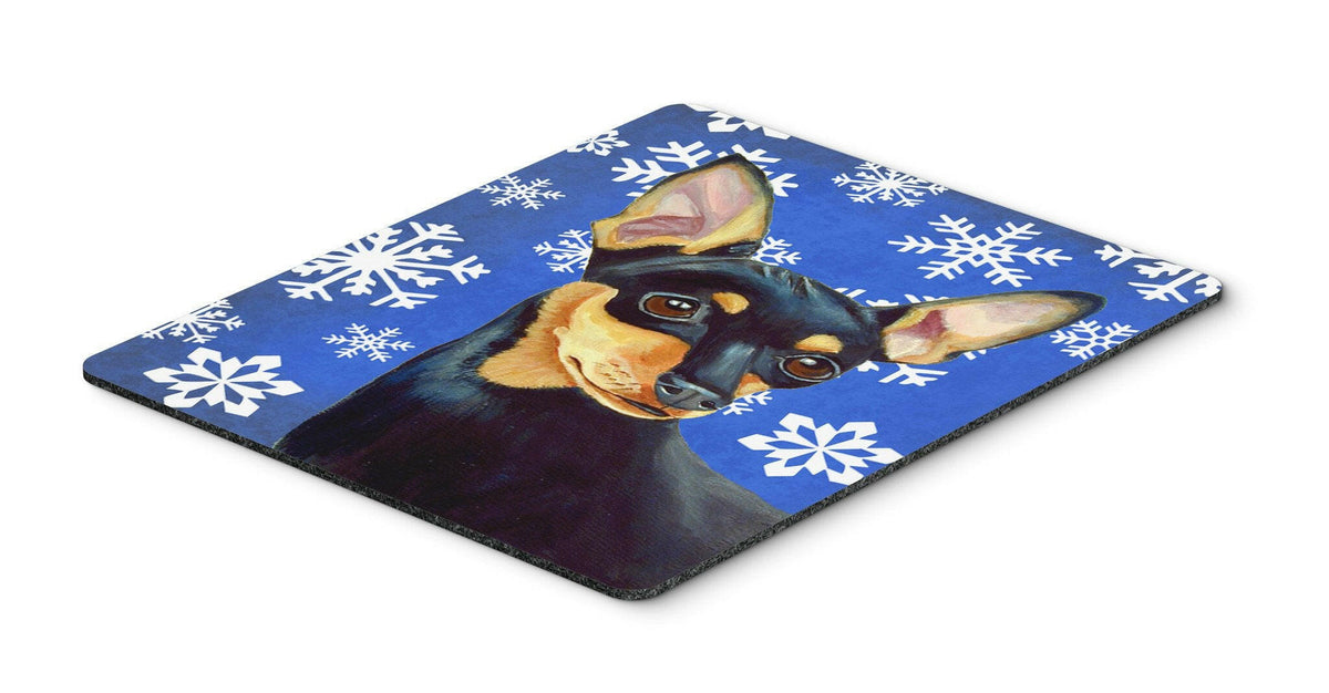 Min Pin Winter Snowflakes Holiday Mouse Pad, Hot Pad or Trivet by Caroline&#39;s Treasures