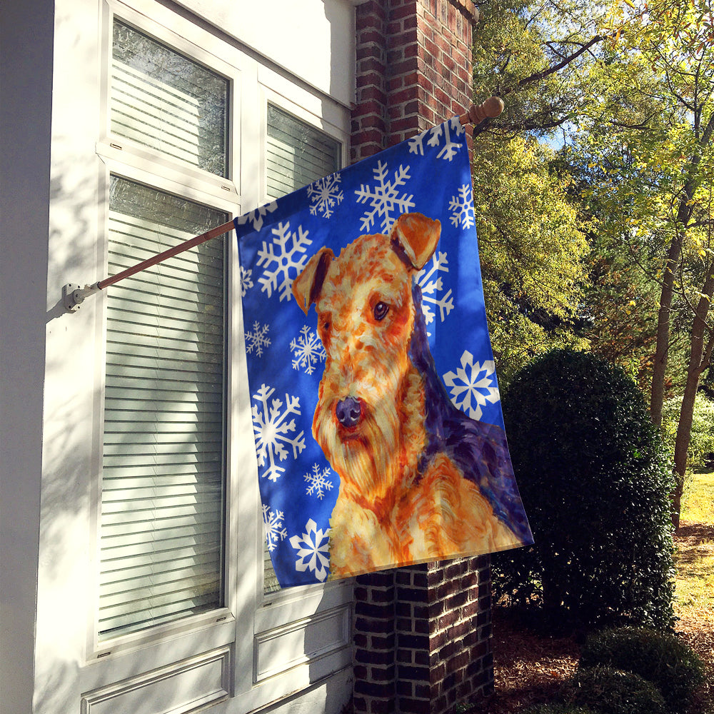 Airedale Winter Snowflakes Holiday Flag Canvas House Size