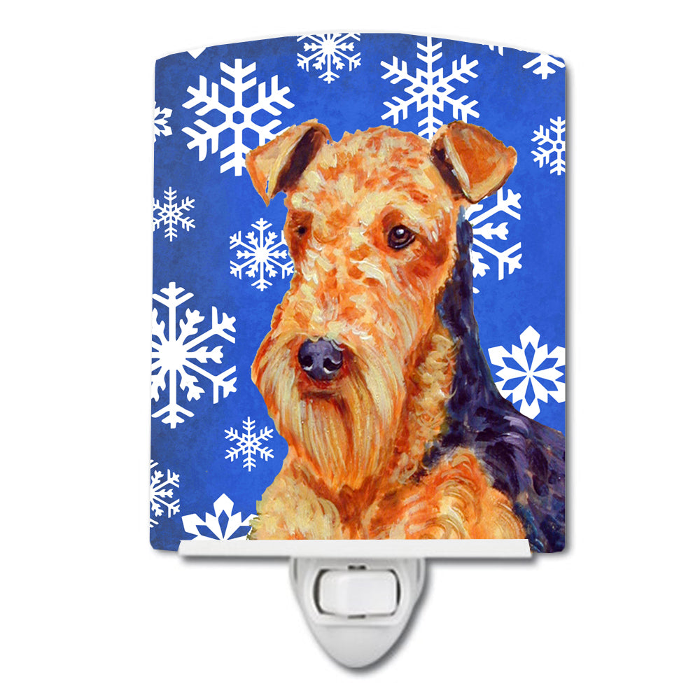 Airedale Winter Snowflakes Holiday Ceramic Night Light LH9291CNL - the-store.com