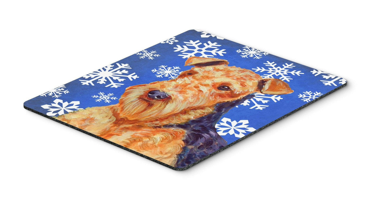 Airedale Winter Snowflakes Holiday Mouse Pad, Hot Pad or Trivet by Caroline's Treasures