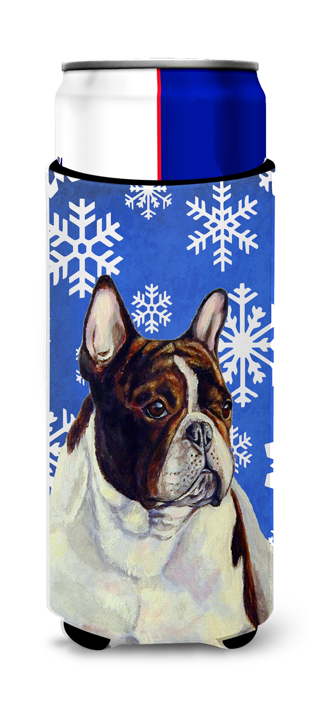 French Bulldog Winter Snowflakes Holiday Ultra Beverage Insulators for slim cans LH9292MUK