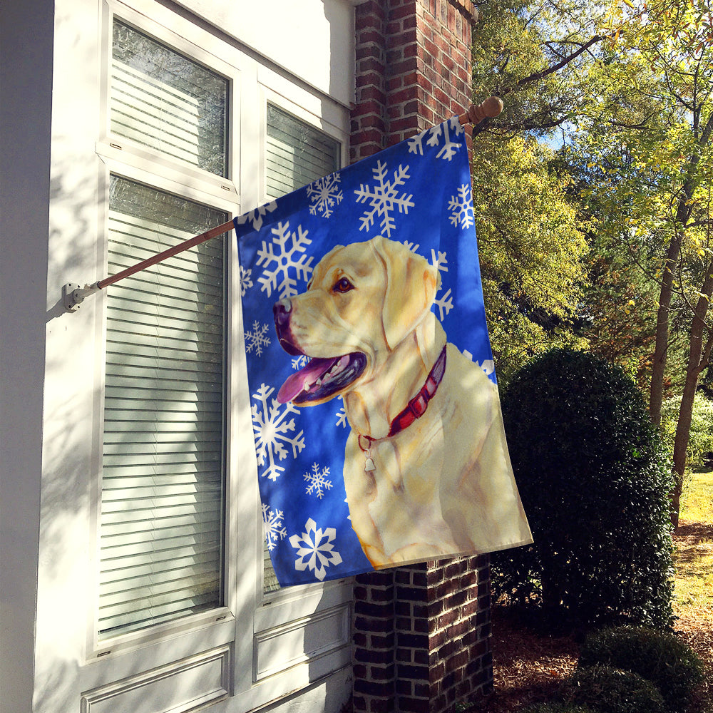 Labrador Winter Snowflakes Holiday Flag Canvas House Size  the-store.com.